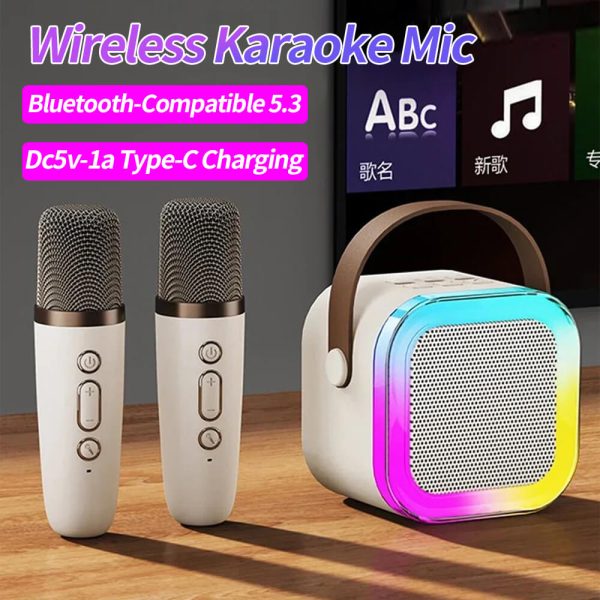 K12 Portable Karaoke Machine with Bluetooth & Wireless Mics