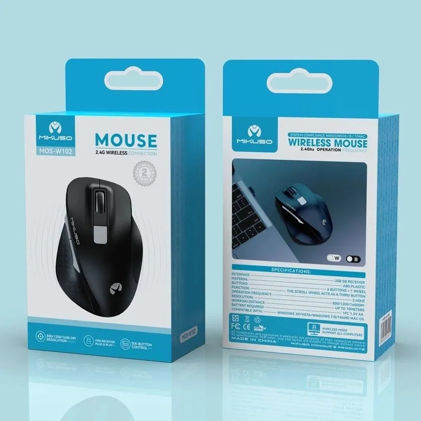 MOS-W102 Mikuso Wireless Mouse – 2.4GHz USB Optical Mouse for Laptop & PC - Image 3