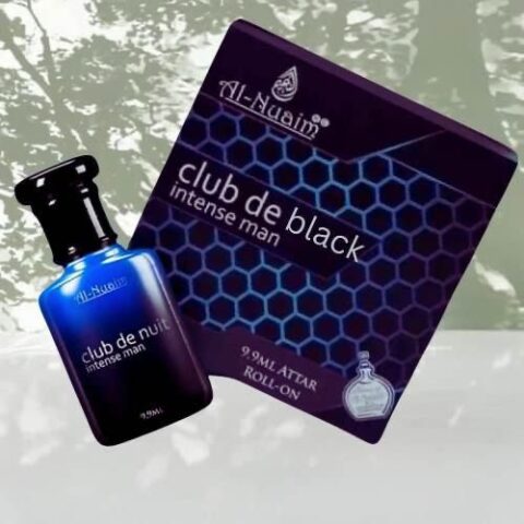Al-Nuaim Club De Black Intense Man Attar Roll On 9.9ml – Long Lasting Alcohol Free Perfume Oil for Men