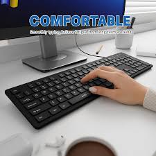 MIKUSO USB Wired Keyboard – Full Size Ergonomic USB Keyboard for Laptop & Desktop